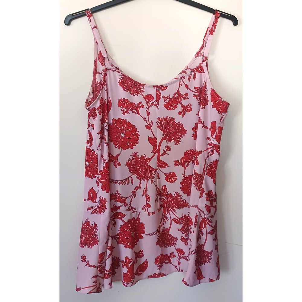 Cabi‎ Sz M Pink Red Floral Cami Top Peplum Hem Preppy Cottagecore Feminine Boho - Picture 2 of 7